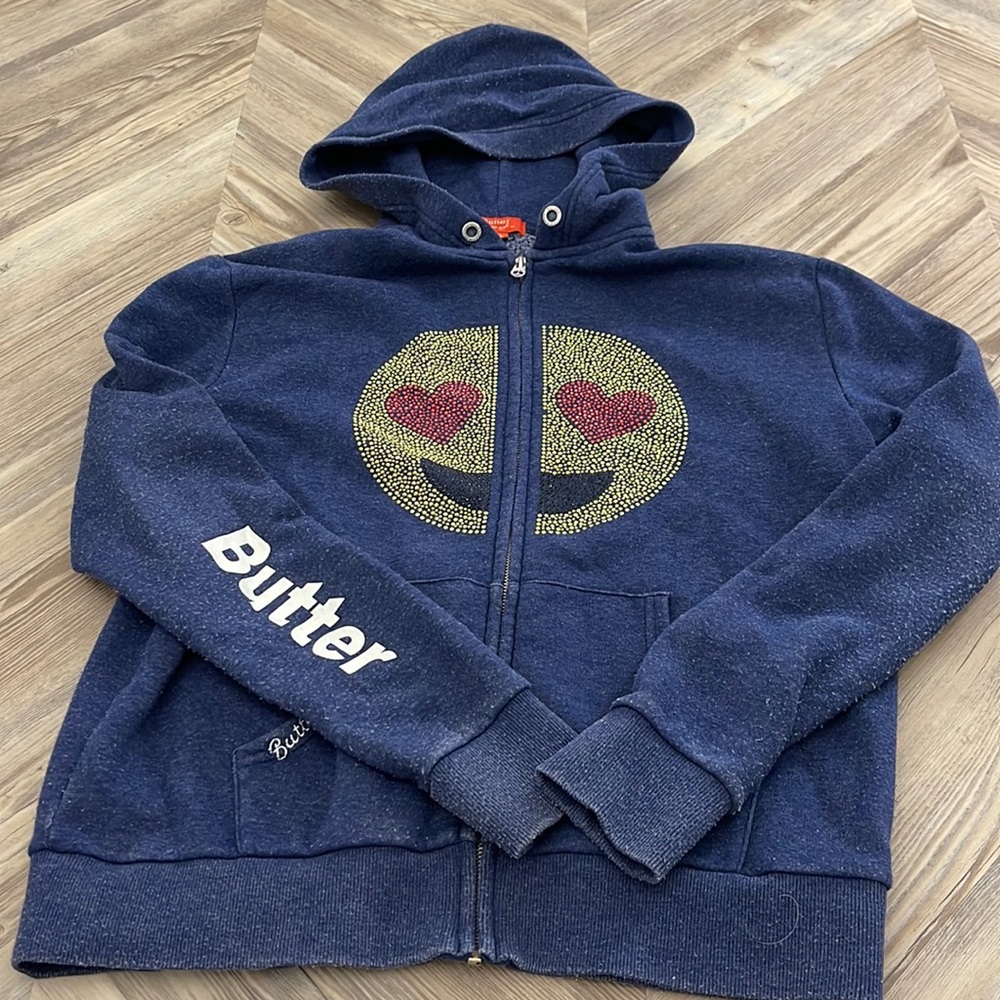 Butter, super soft hoodie smilie face rhinestone 😍